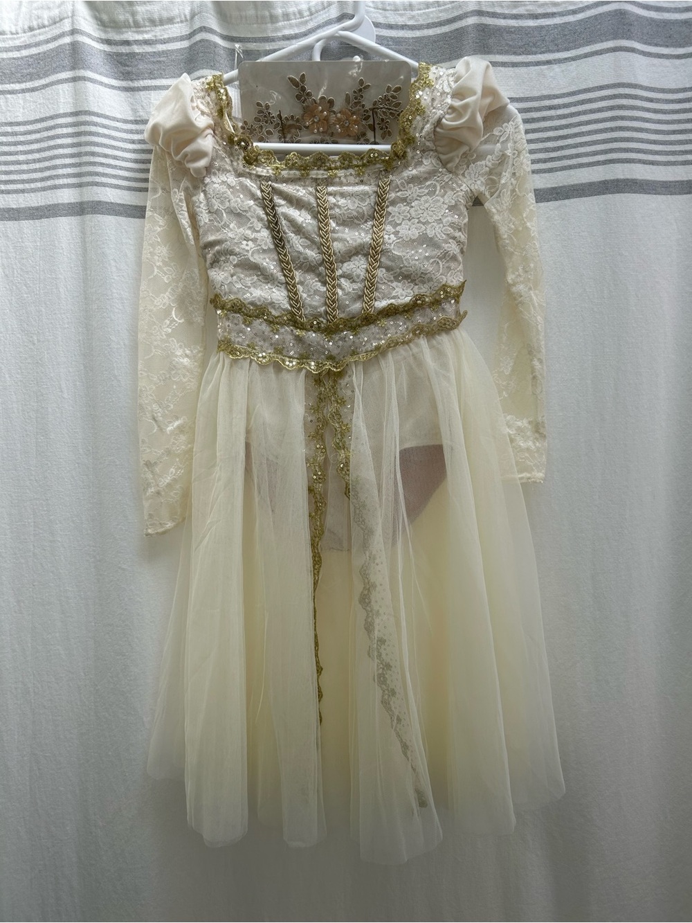 Weissman Ivory and Gold Lace Tulle Princess Costume